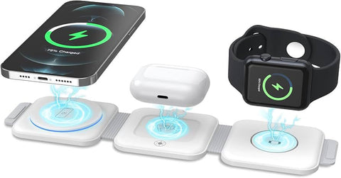 3-in-1 Magnetic Wireless Charger | Foldable Fast Charging Station for iPhone, Apple Watch & AirPods