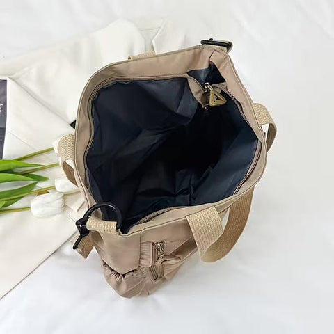Trendy Multi-Pocket Nylon Shoulder Tote Bag – Lightweight Casual Crossbody Handbag for Women